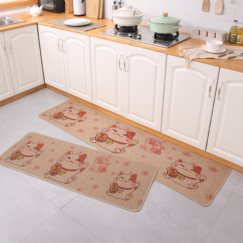 Kitchen floor MATS Absorbent oil absorbent linen rubber floor MATS non-slip foot MATS oil resistant waterproof household doormats mat carpet