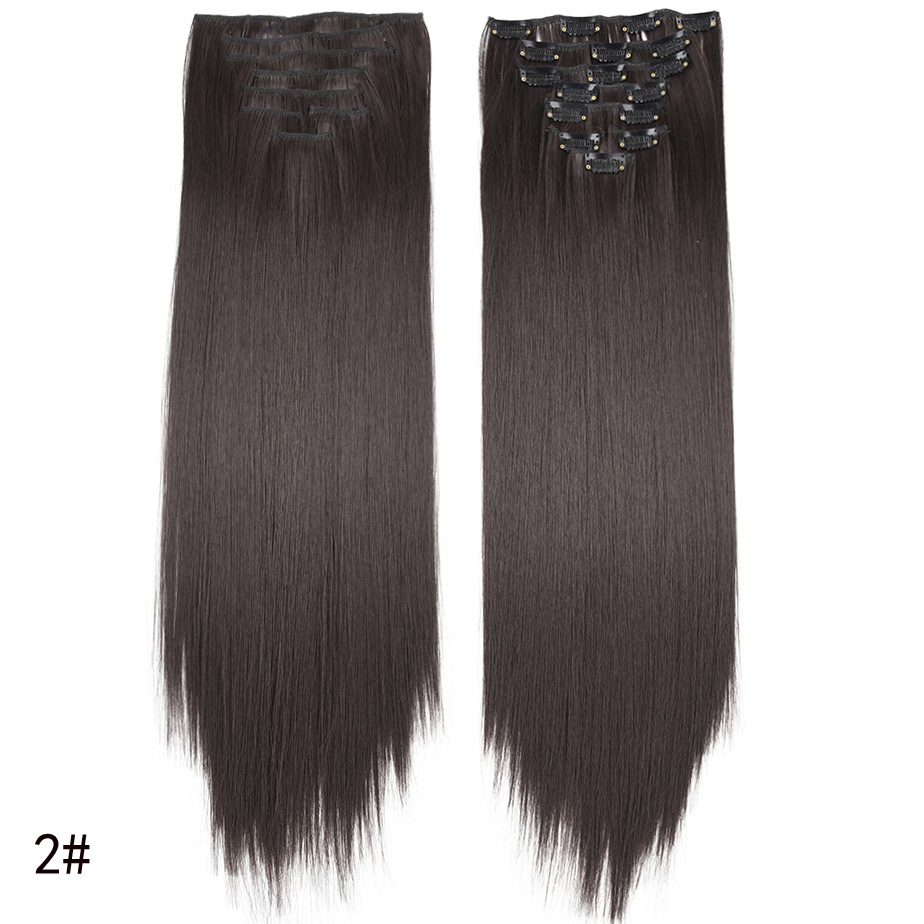 16-clip long straight hair wig for women, 6-piece clip hair extension, 6-piece straight hair extension, 6-piece hair extension Application Scenario