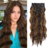 Foreign trade wigs, women's long curly hair, wig pieces, clips, four-piece set, chemical fiber hair extensions, water ripple curly hair replacement pieces details Picture