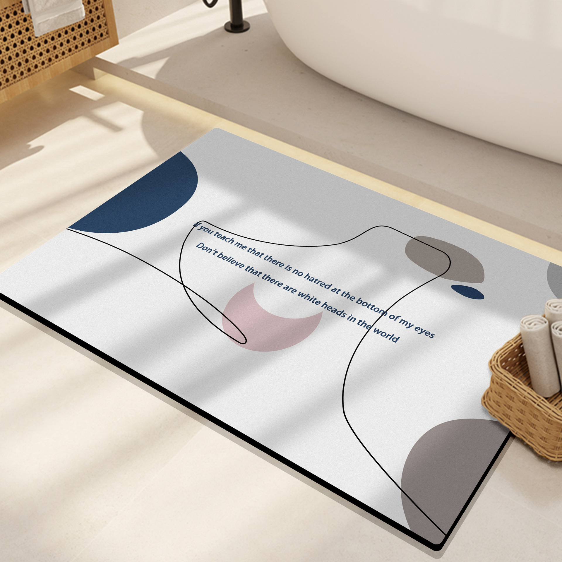 ins Morandi absorbent floor mat, diatom mud soft pad, Japanese and Korean style bathroom anti-slip floor mat, bathroom floor mat Application Scenario