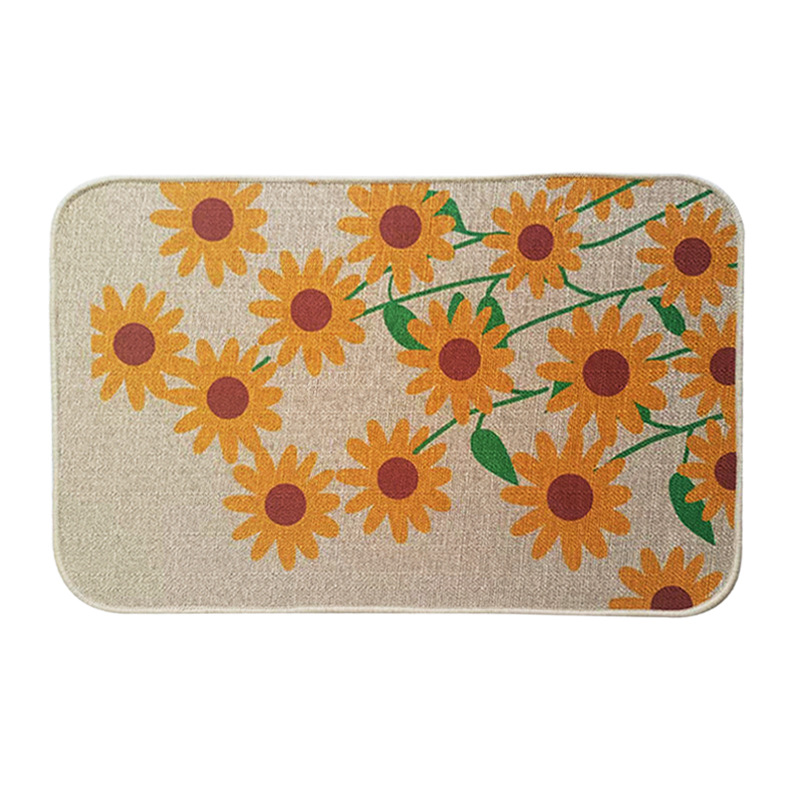 Cross-border thickened linen rubber floor mat, kitchen door oil-absorbing foot mat, household entrance hall water-absorbing bathroom anti-slip mat Item Picture