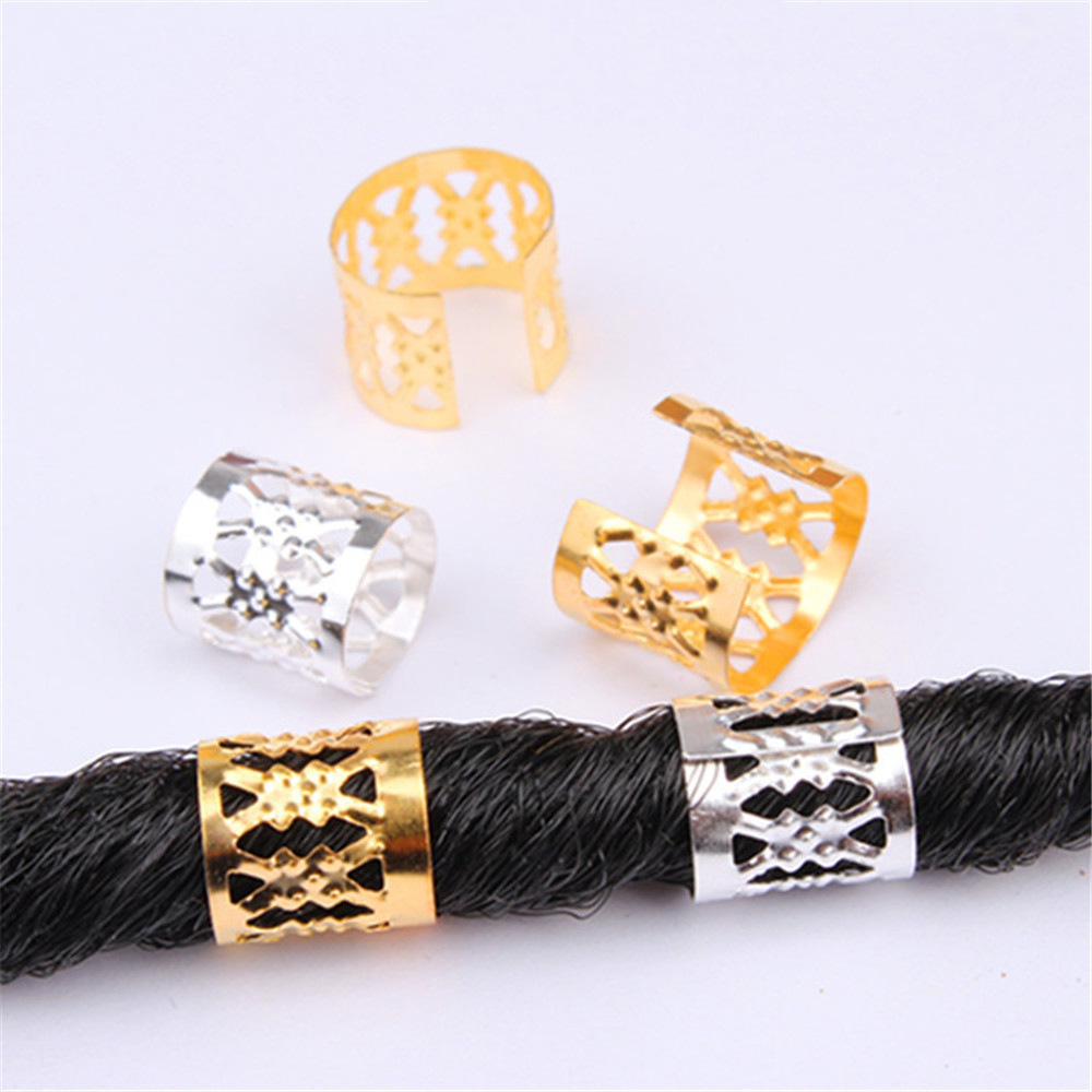DIY jewelry accessories: African dreadlocks, gold and silver hollowed-out pattern hair ties, flower tubes, sleeves, decorative tubes Item Picture