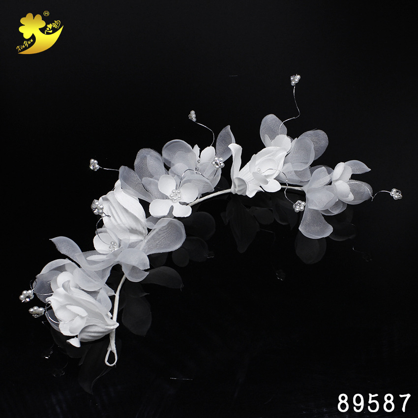 Korean-style beautiful bride headwear photo studio makeup travel commemoration Youth fabric fashion children's hair accessory diy half ring details Picture