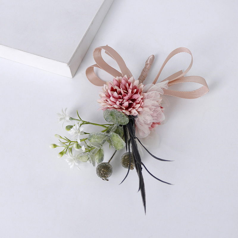 European and American corsages, artificial flowers, wedding bride's chest accessories, brooches, fabric, groom's dress accessories Specification image