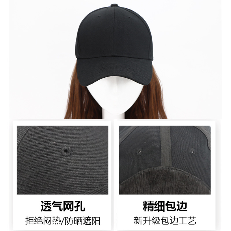 Wholesale of wigs for women, long curly hair, popular wool curls, fashionable baseball caps, new-style hats and wigs in one piece from the manufacturer Specification image