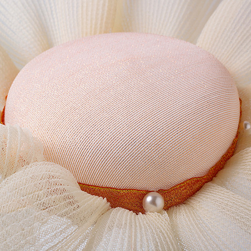 New bride headwear, bride photo studio crepe elastic net top hat, forest-style stage performance wide-brimmed gauze hat Application Scenario
