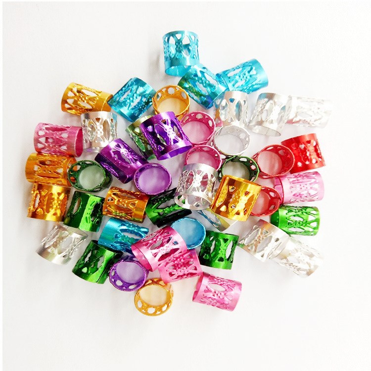 7 color dreadlock wig braid hair extension ring No. 8 hollow out Color dreadlock ring iron ring hollow out ring