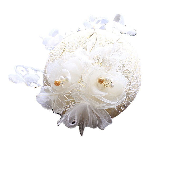 Korean-style bride, retro lace and linen top hat, wedding photo studio photo shoot, small hat accessory, gentle and sweet hat Item Picture