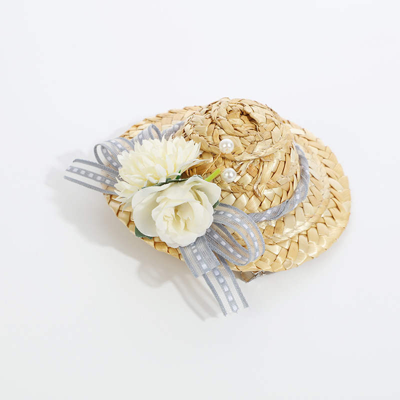 Korean retro and fashionable flower-shaped straw hat, summer sun protection and breathable outdoor sun hat, popular and fresh style hat details Picture