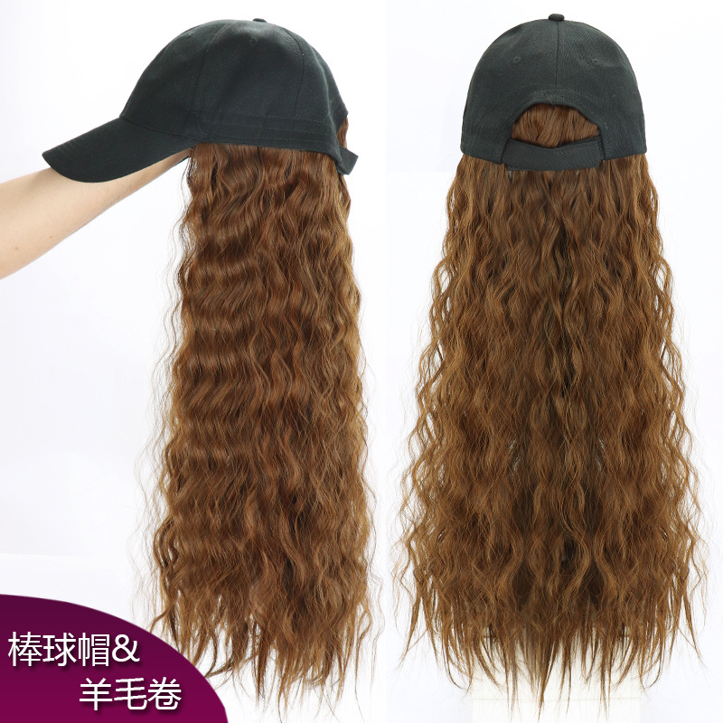 Manufacturers wholesale wig female long hair net red wool roll fashion cap female new hat wig thumbnail