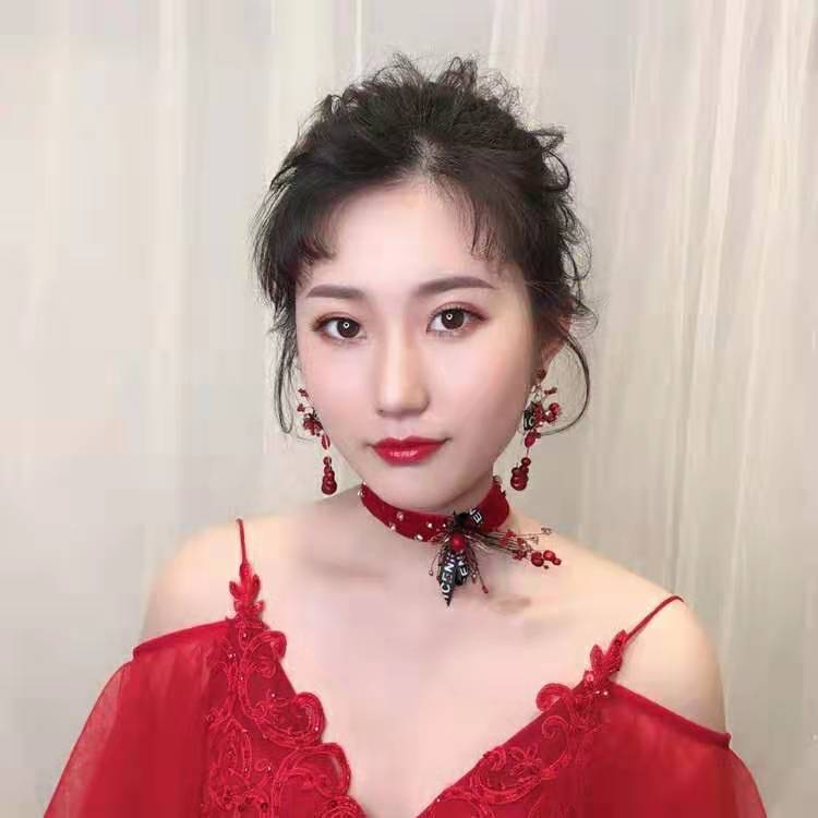 2020 New printed bow red crystal pearl teardrop-shaped ear clips Item Picture