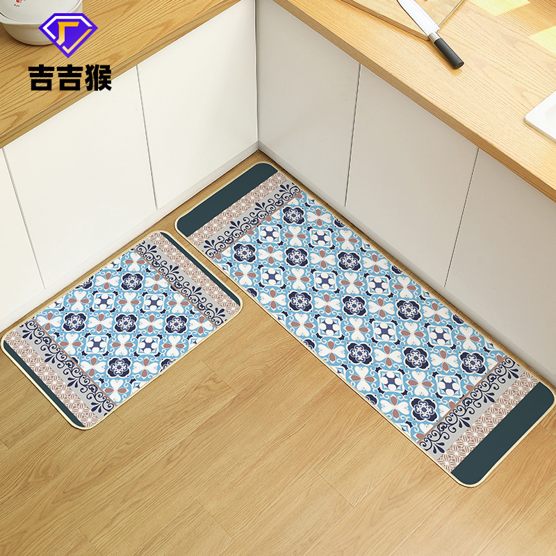 Linen kitchen floor MATS, Amazon rubber diatom mud absorbent floor MATS, waterproof, oil-proof and anti-slip kitchen carpets