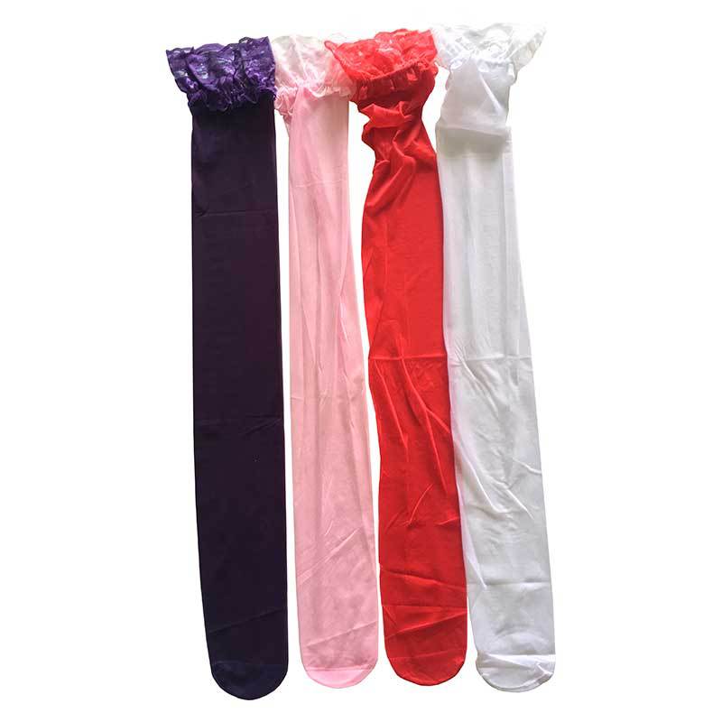 0D Lace shiny knee-high thigh-high stockings, ultra-thin pearlescent silk stockings, sexy silicone anti-slip high thigh-high stockings with a silk feel Item Picture