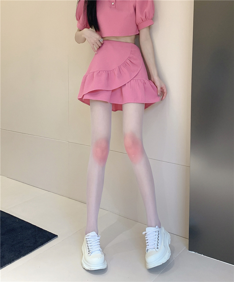 Knee blush white stockings Pure desire Day system cute Lolita solid color thin model leggings Pantyhose gradient socks
