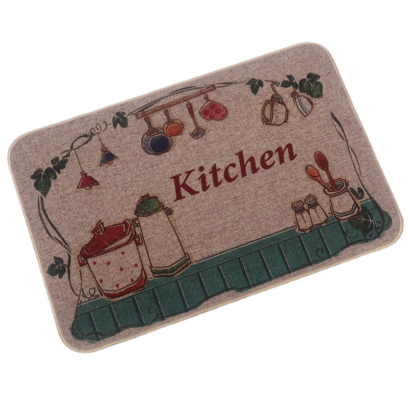 Japanese-style linen kitchen MATS, natural rubber bathroom anti-slip MATS, door MATS, bathroom and toilet anti-slip absorbent foot MATS Item Picture