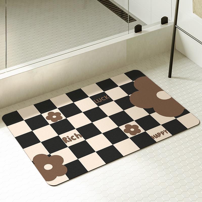 Checkerboard soft absorbent floor MATS, anti-slip quick-drying floor MATS, toilet door, washroom, bathroom carpet