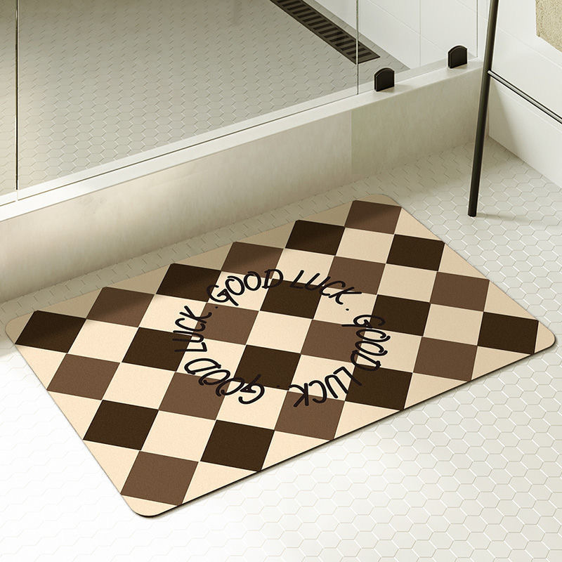 Checkerboard soft absorbent floor MATS, anti-slip quick-drying floor MATS, toilet door, washroom, bathroom carpet Specification image