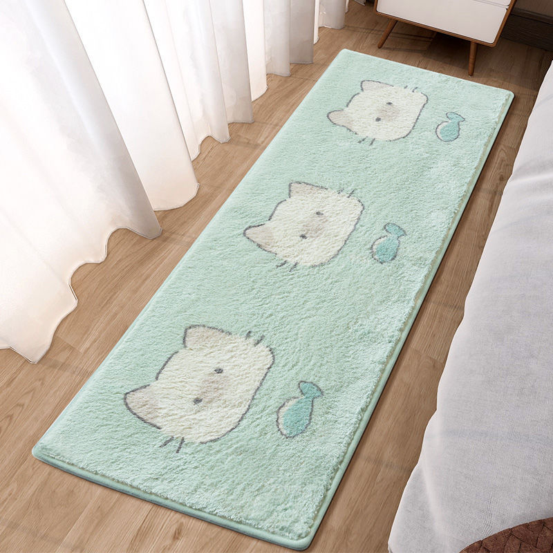 Cross-border cartoon carpet, bedside imitation cashmere carpet mat, coffee table mat, bedroom carpet, long strip short wool bedside foot mat Application Scenario