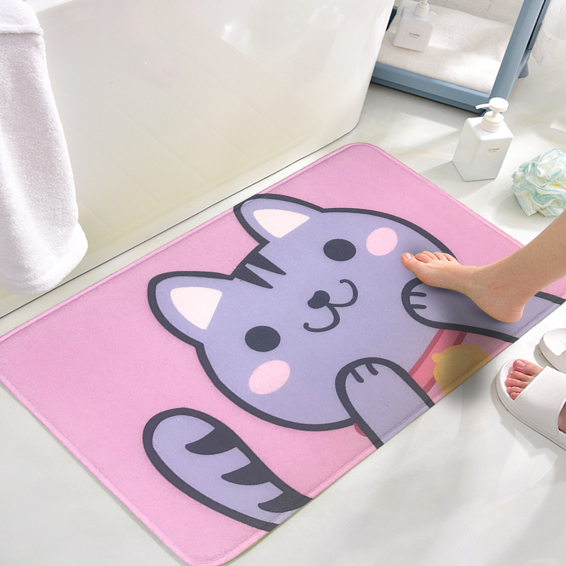 Quick-drying massage anti-pressure rapid absorbent ring velvet thickened bathroom door mat, bedroom TPR anti-slip living room carpet floor mat
