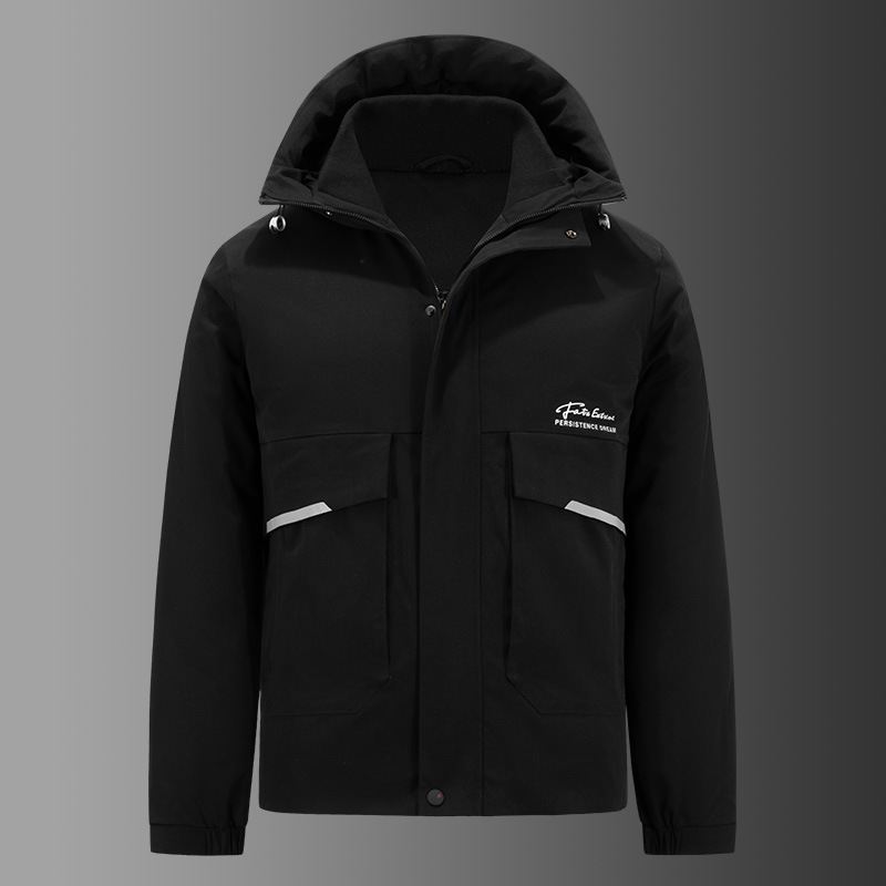 The new winter down jacket for men, featuring white duck down, is a trendy Korean-style hooded men's down jacket with a loose and large-sized design details Picture