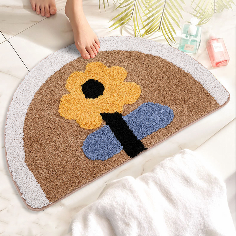 Semi-circular toilet toilet Bathroom Door mat carpet door mat Foot mat Absorbent non-slip bedroom door mat