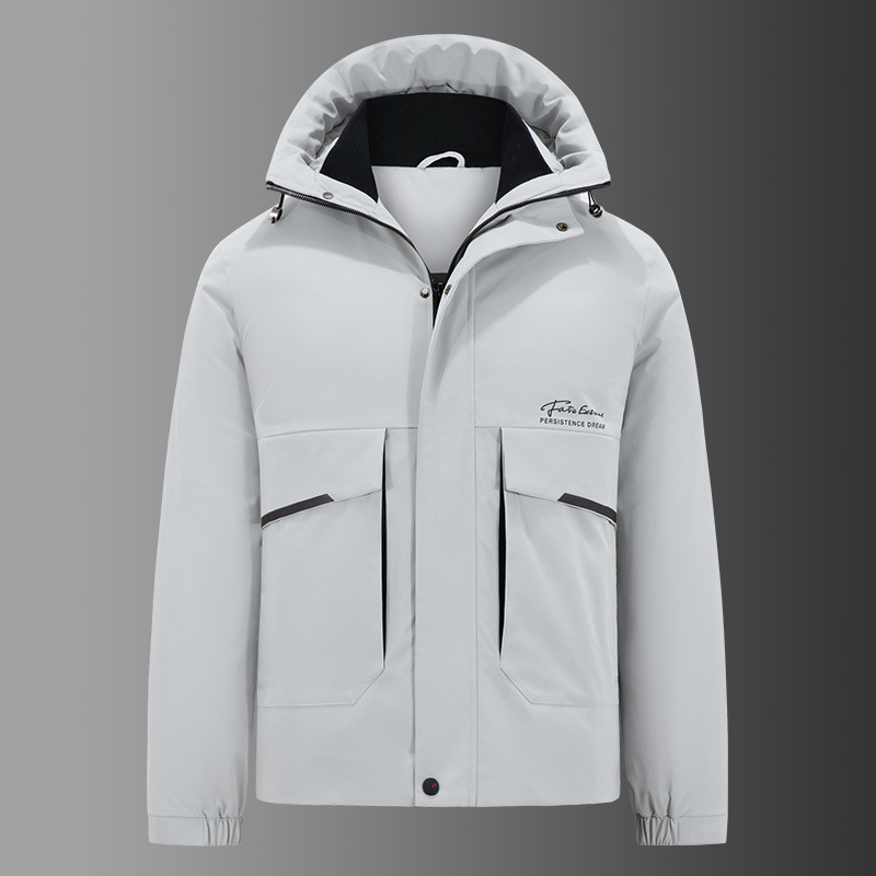 The new winter down jacket for men, featuring white duck down, is a trendy Korean-style hooded men's down jacket with a loose and large-sized design Specification image