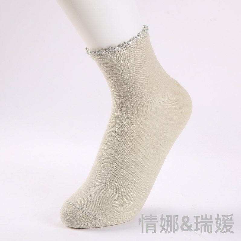 Combed cotton women's socks, women's short socks, summer thin Korean style mid-calf, spring and autumn short calf shallow-mouthed boat socks, women's trend details Picture