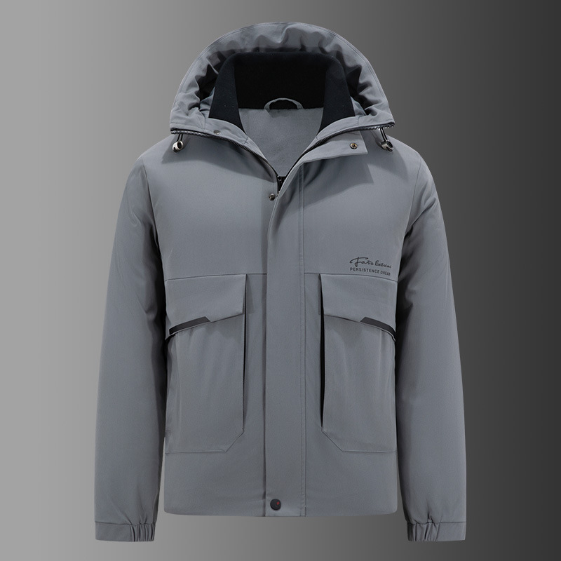 The new winter down jacket for men, featuring white duck down, is a trendy Korean-style hooded men's down jacket with a loose and large-sized design