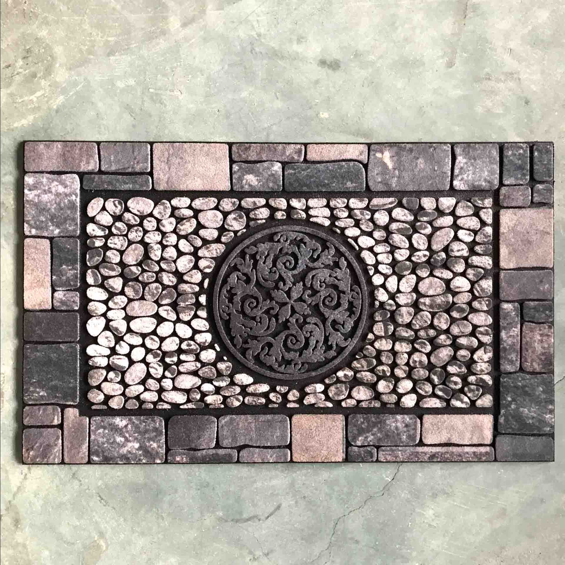 Walmart Classic Low-key Stone Stone high-grade flocking rubber print doormat floor mat non-slip foot mat