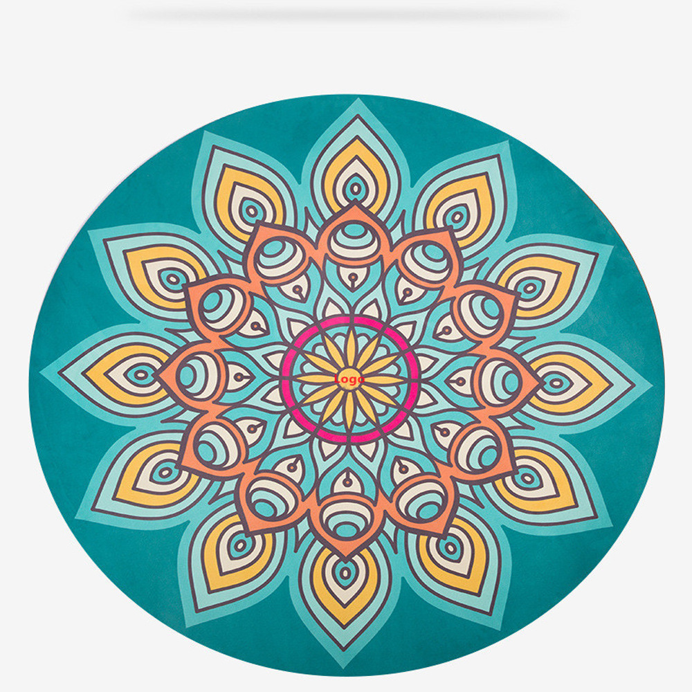 Ultra-thin 1mm large-sized double-person printed folding meditation mat, anti-slip round suede velvet natural rubber yoga mat Specification image