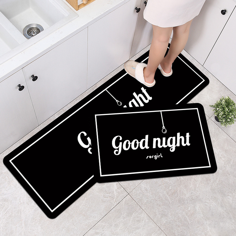 Customized kitchen floor mat anti-slip rubber suede floor mat manufacturer supplies thickened single-sided oil-resistant and dirt-resistant carpet