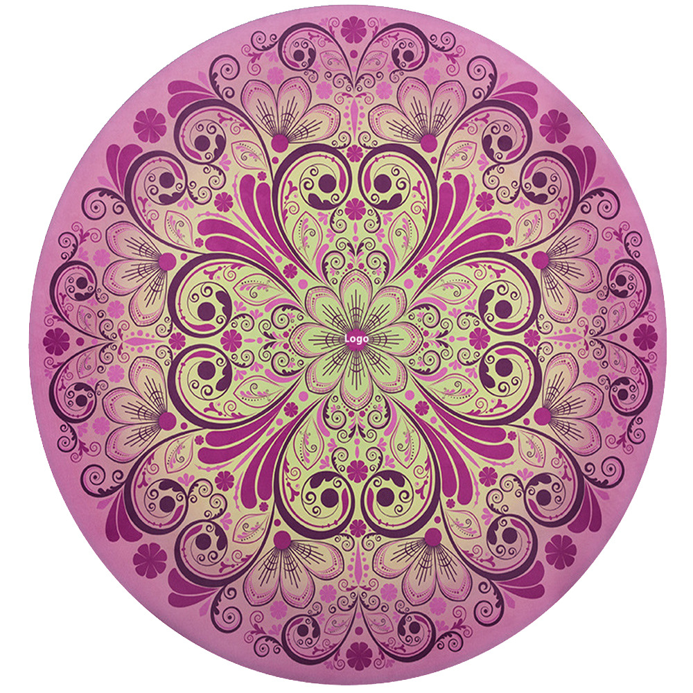 Ultra-thin 1mm large-sized double-person printed folding meditation mat, anti-slip round suede velvet natural rubber yoga mat Item Picture
