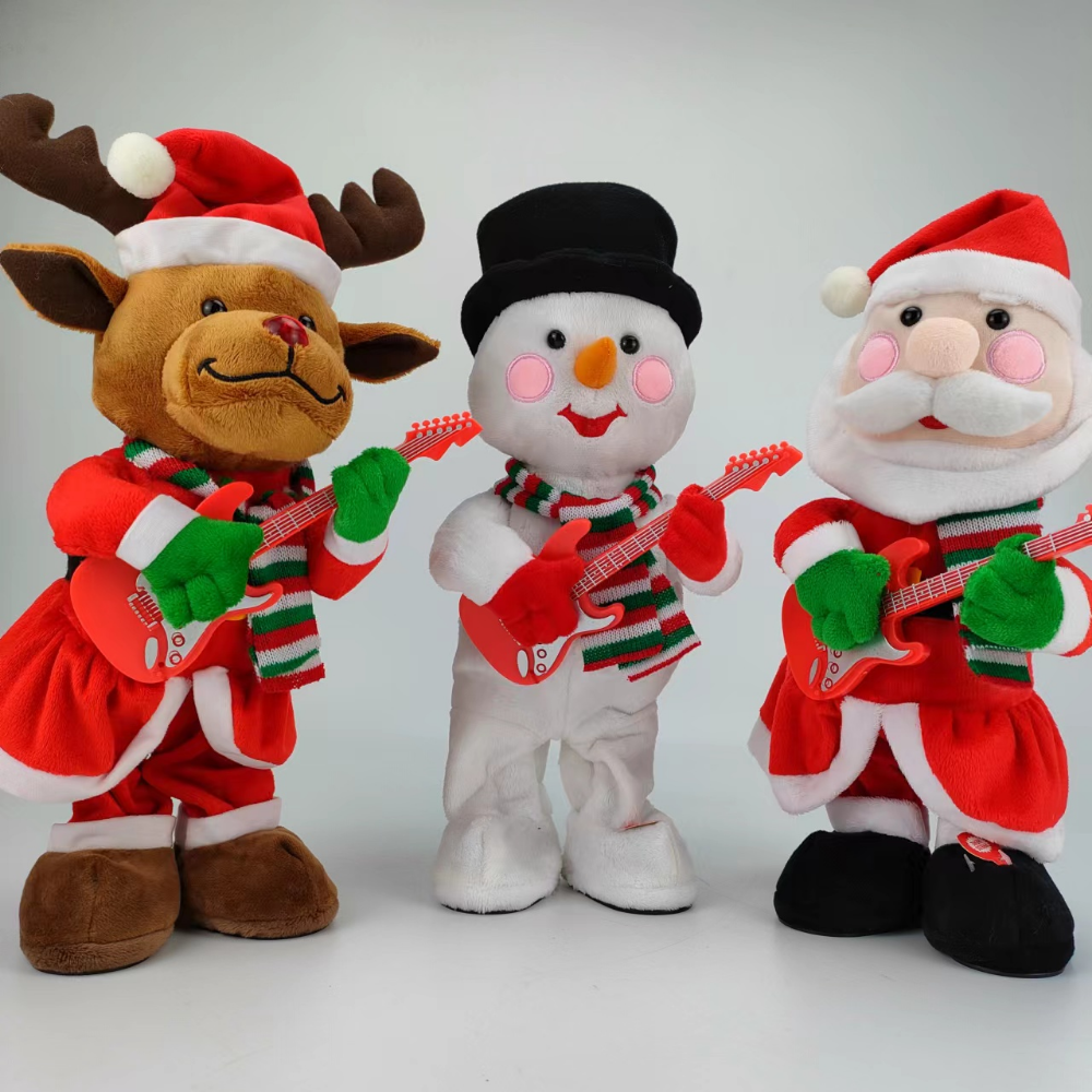 Santa Claus plays guitar Elk plays guitar snowman guitar sings and wriggles thumbnail