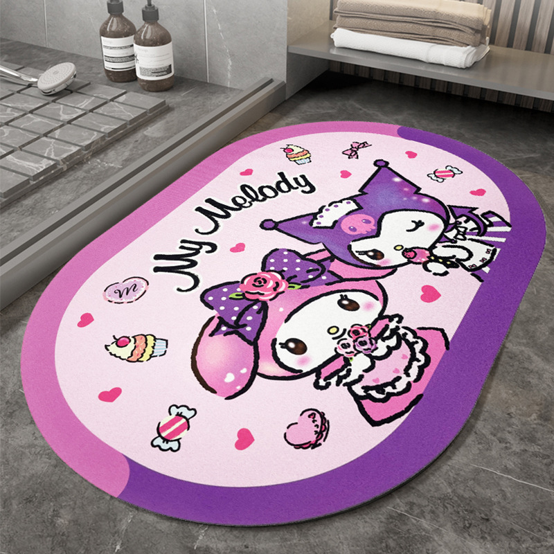 卡通动漫硅藻泥软垫卫生间浴室吸水易洗速干防滑垫门垫脚垫厨房垫