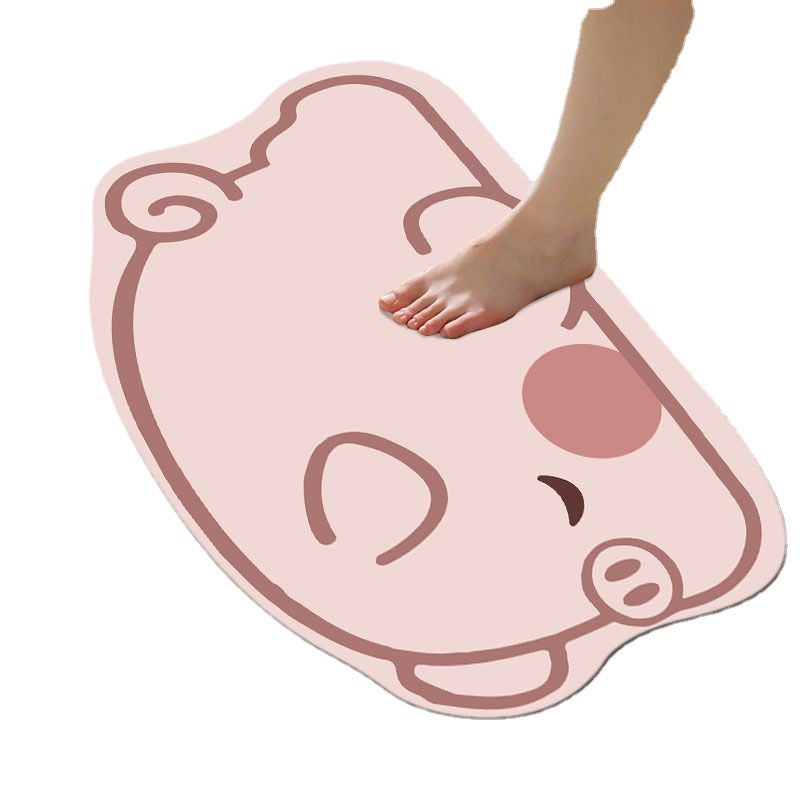 Diatom mud cushion super anti-slip absorbent foot mat into the bathroom mouth floor mat cartoon diatom mud quick drying floor mat