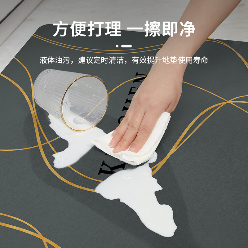 The kitchen floor mat is anti-slip, oil-proof and waterproof. The door carpet is washable and does not require washing. It is a special water-absorbing and oil-absorbing foot mat that is dirt-resistant Application Scenario