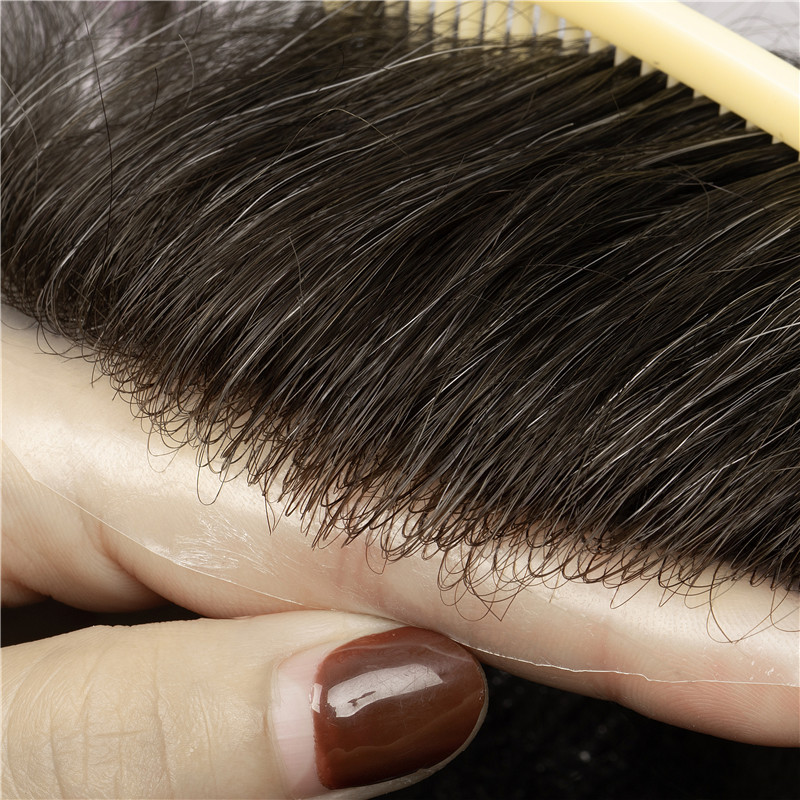 Manufacturer's in-stock men's wigs for export, men's hair blocks, all hand-woven real human hair, all pu export wigs Specification image