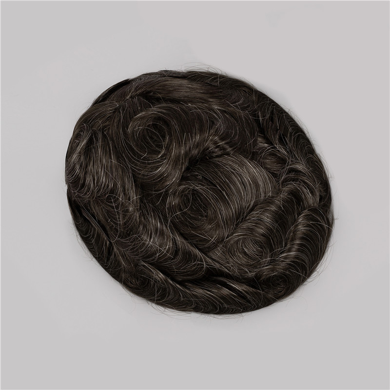 Men's wig factory has in stock lace pu fully hand-woven real men's hair blocks for export bio wigs Item Picture