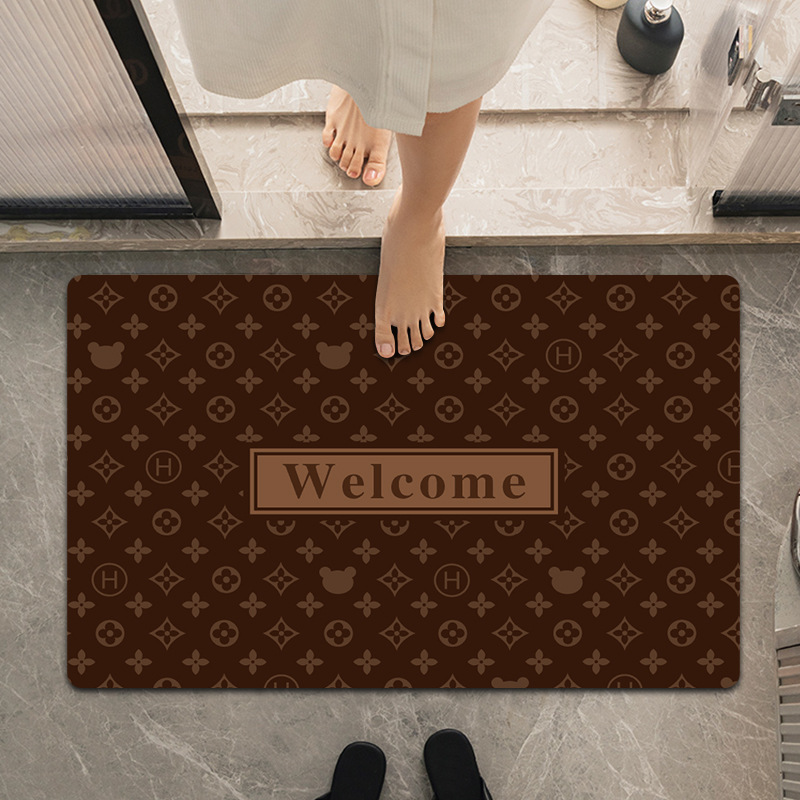 Cross-border soft diatom mud bathroom absorbent floor mat, bathroom door mat, quick-drying anti-slip washroom carpet foot mat