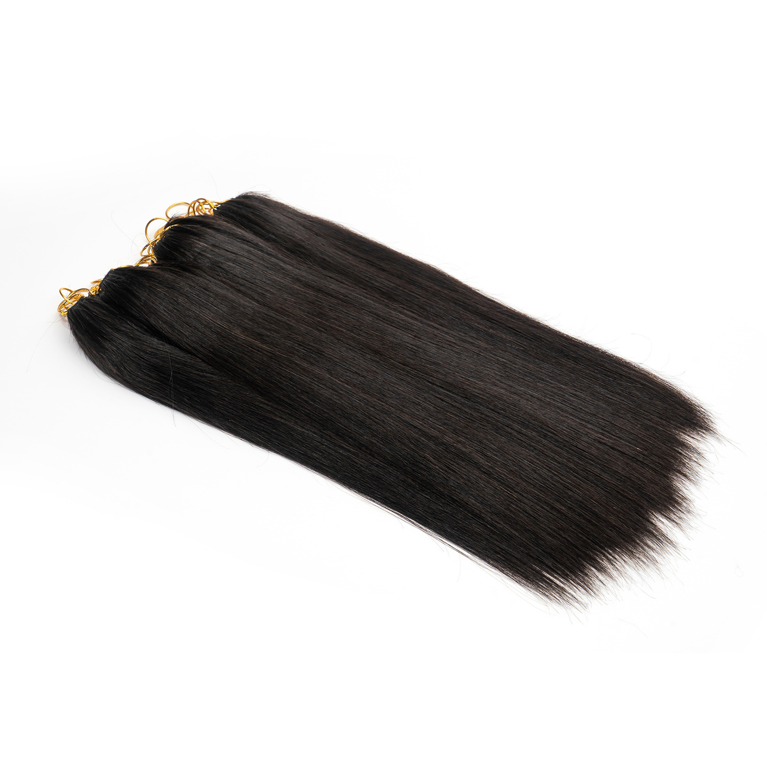 Black feather hair extensions Second generation women's hair extensions Girl's hair extensions real hair yellow hairless hair extensions wig