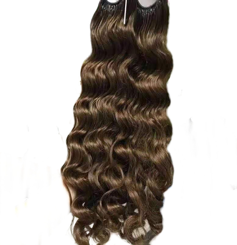 Factory direct sales of real person wigs, curly hair ties, European and American wigs, invisible and seamless crystal rope hair extensions, wig bundles Item Picture