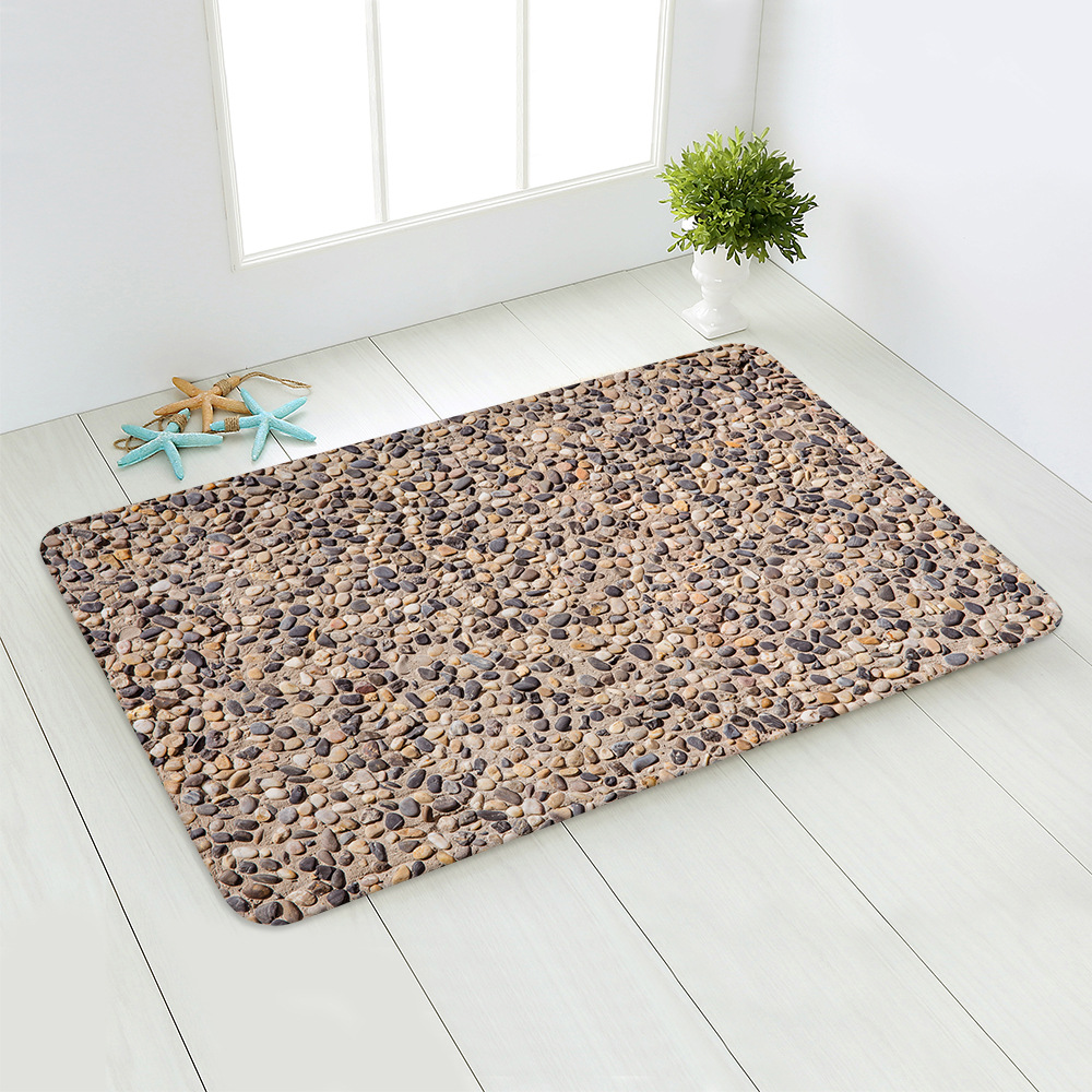 In summer, cool pebbles are used as anti-slip and water-absorbing floor MATS for entering the door, as well as for carpets and floor MATS in the entrance hall, bedroom and bathroom details Picture
