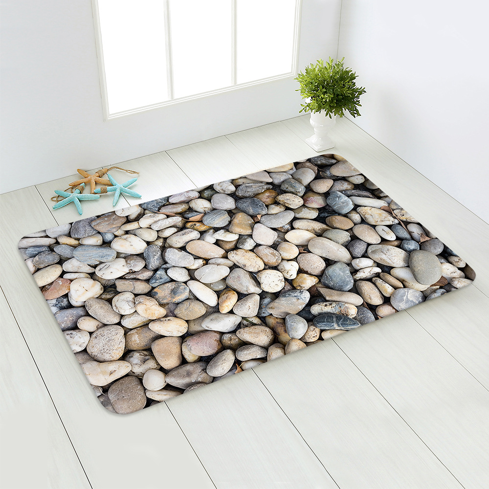 In summer, cool pebbles are used as anti-slip and water-absorbing floor MATS for entering the door, as well as for carpets and floor MATS in the entrance hall, bedroom and bathroom