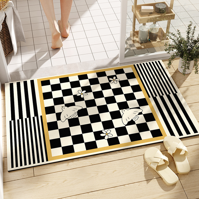 浴室硅藻泥橡胶地垫现代简约吸水速干卫生间地垫厕所进门防滑垫