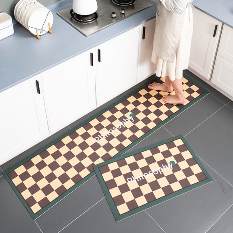 Amazon checkerboard diatom mud kitchen mat, oil-proof, water-proof and anti-slip floor mat, bathroom, toilet and bathroom door mat Application Scenario