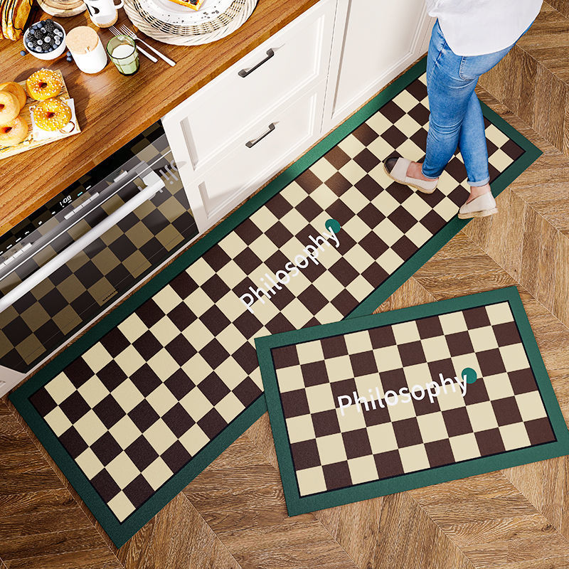 Amazon checkerboard diatom mud kitchen mat, oil-proof, water-proof and anti-slip floor mat, bathroom, toilet and bathroom door mat