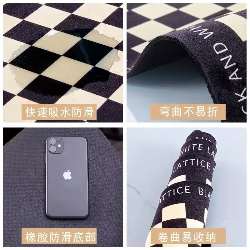 Amazon checkerboard diatom mud kitchen mat, oil-proof, water-proof and anti-slip floor mat, bathroom, toilet and bathroom door mat Specification image
