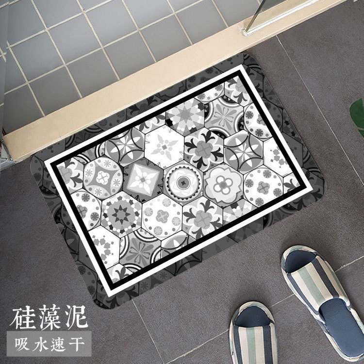 Cross-border retro bathroom floor MATS, toilet and bathroom diatom mud soft floor MATS, anti-slip MATS, household entrance door MATS Specification image