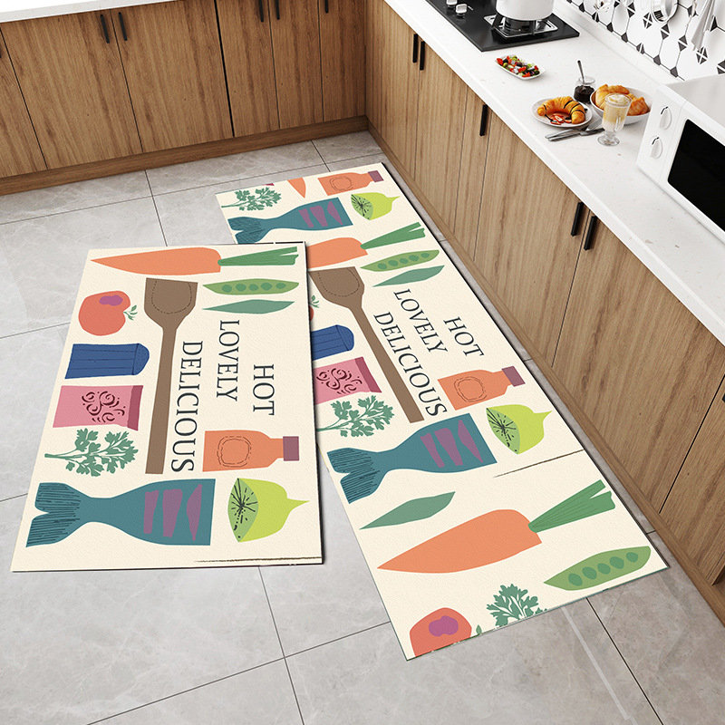 Nordic light luxury leather floor mat entry door mat waterproof entry door mat PU leather household non-slip kitchen mat