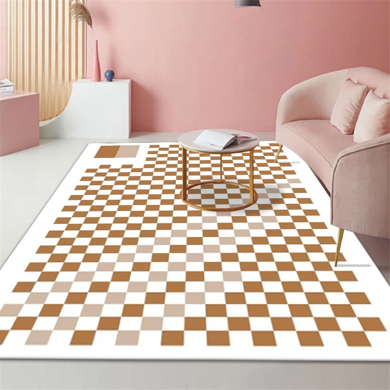The French-style light luxury living room is fully carpeted with ins fashionable checkerboard carpet. The home tatami bedroom has a floor mat beside the bed Specification image